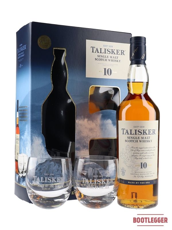 Talisker 10 y.o. + 2 стакана, 0,7 л